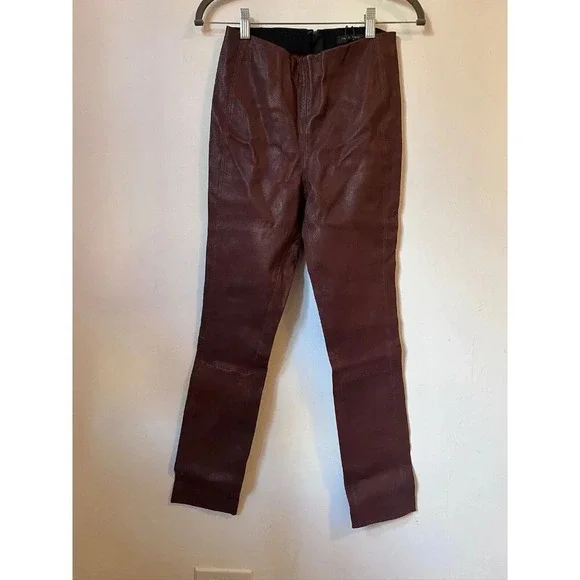 Rag & Bone Simone Lamb Leather Pants Women's 4 Stretchy NWT Brown - Picture 2 of 11
